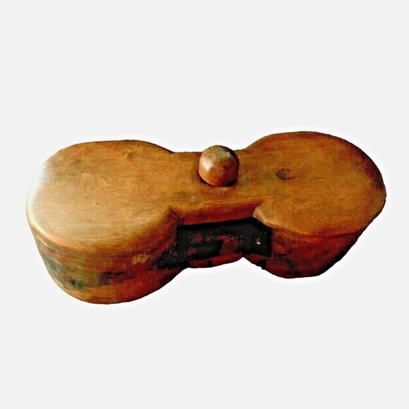 Burl wood Hand Carved Spice Box Early 19c Antique Pennsylvania Kitchenware - Picture 3 of 11